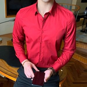 Bellissimo red sateen dress shirt